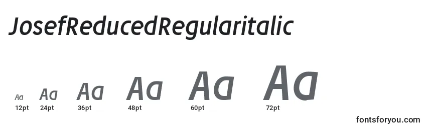 Размеры шрифта JosefReducedRegularitalic (98181)