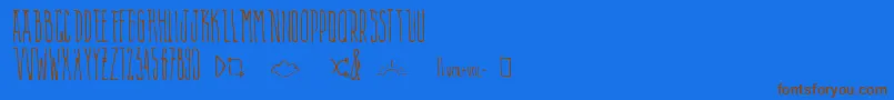 AlienPlaylist-Schriftart – Braune Schriften auf blauem Hintergrund