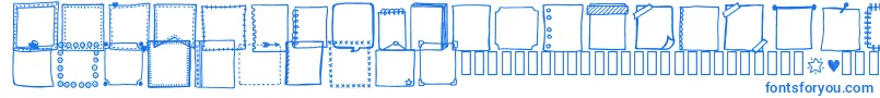 Czcionka Tanaesteldoodleframes01Regular – niebieskie czcionki na białym tle