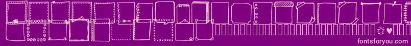 Tanaesteldoodleframes01Regular-fontti – vaaleanpunaiset fontit violetilla taustalla