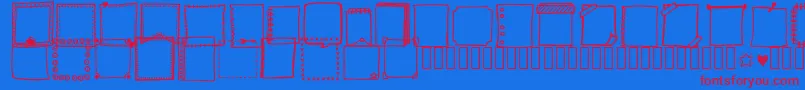 Tanaesteldoodleframes01Regular Font – Red Fonts on Blue Background