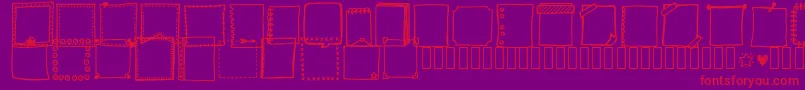 Tanaesteldoodleframes01Regular Font – Red Fonts on Purple Background