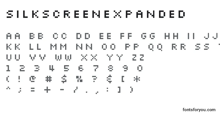 Шрифт SilkscreenExpanded – алфавит, цифры, специальные символы
