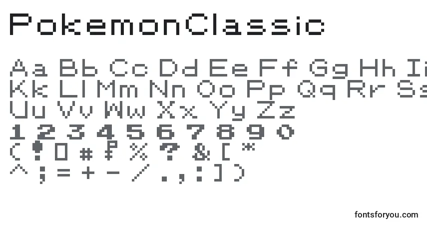 A fonte PokemonClassic – alfabeto, números, caracteres especiais