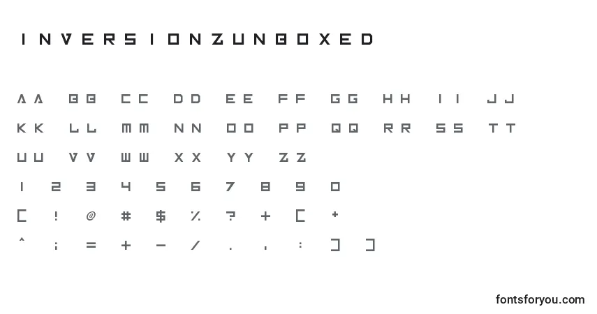 Шрифт InversionzUnboxed (9819) – алфавит, цифры, специальные символы