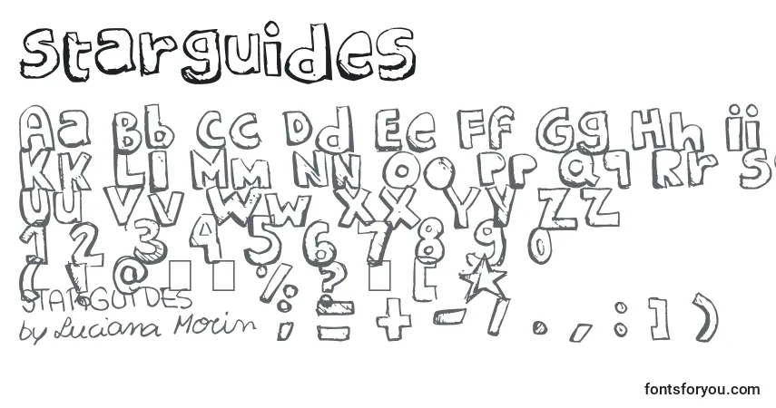 Schriftart Starguides – Alphabet, Zahlen, spezielle Symbole