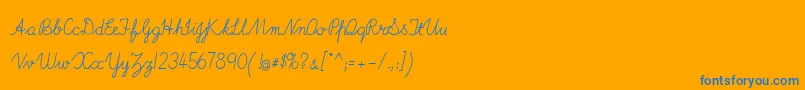 ImransSchoolA-Schriftart – Blaue Schriften auf orangefarbenem Hintergrund