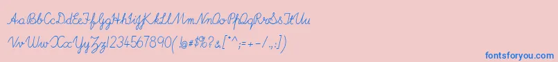 ImransSchoolA-Schriftart – Blaue Schriften auf rosa Hintergrund