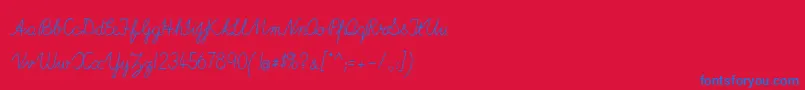 ImransSchoolA-Schriftart – Blaue Schriften auf rotem Hintergrund