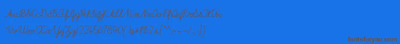 ImransSchoolA-Schriftart – Braune Schriften auf blauem Hintergrund