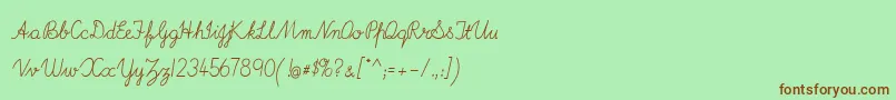 ImransSchoolA-fontti – ruskeat fontit vihreällä taustalla
