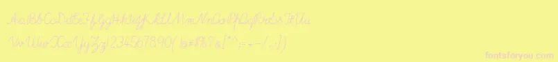 ImransSchoolA-fontti – vaaleanpunaiset fontit keltaisella taustalla