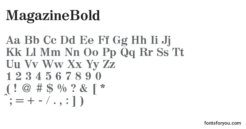 Шрифт MagazineBold – алфавит, цифры, специальные символы