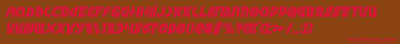 フォントQuestlokcondital – 赤い文字が茶色の背景にあります。