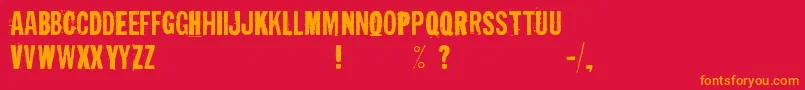 IrresponsibleDirection-Schriftart – Orangefarbene Schriften auf rotem Hintergrund