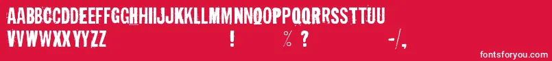Fonte IrresponsibleDirection – fontes brancas em um fundo vermelho