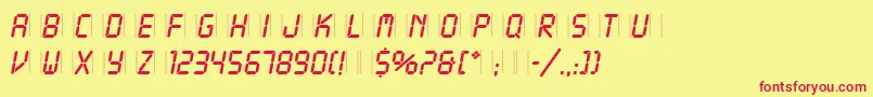 LcdPlain Font – Red Fonts on Yellow Background