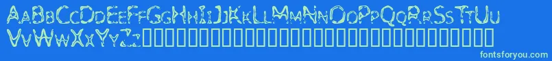 Detoxify-Schriftart – Grüne Schriften auf blauem Hintergrund