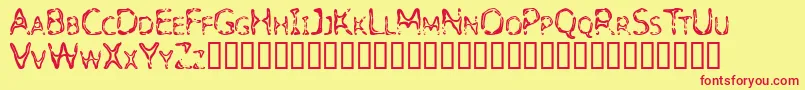 Detoxify-Schriftart – Rote Schriften auf gelbem Hintergrund