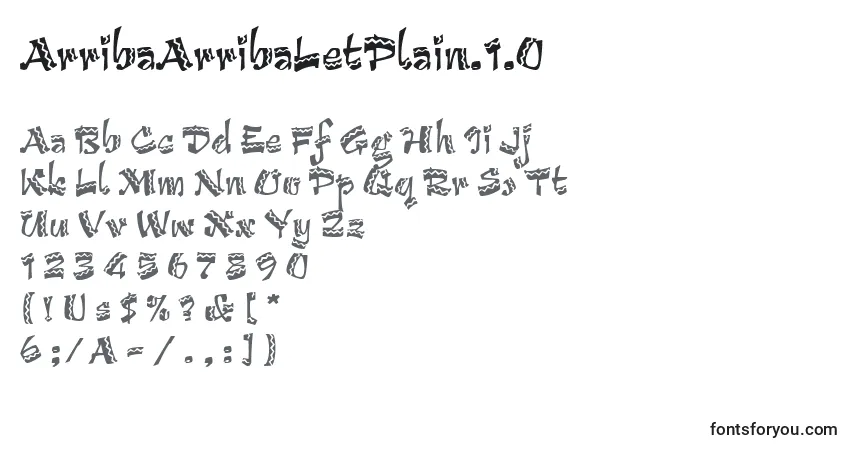 A fonte ArribaArribaLetPlain.1.0 – alfabeto, números, caracteres especiais
