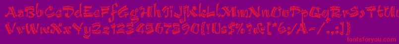 フォントArribaArribaLetPlain.1.0 – 紫の背景に赤い文字