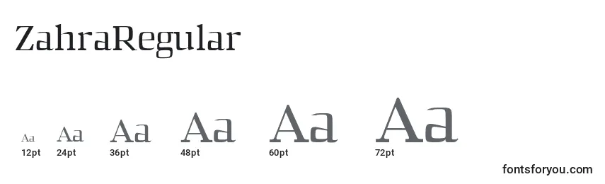 Размеры шрифта ZahraRegular