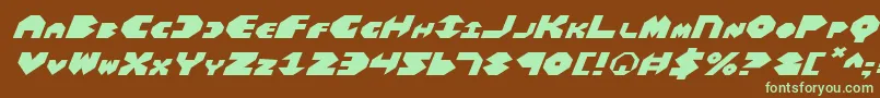 フォントBalAstaralExpandedItalic – 緑色の文字が茶色の背景にあります。