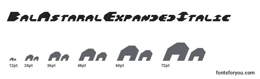 Размеры шрифта BalAstaralExpandedItalic