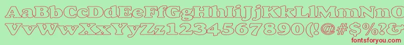 AlexussHeavyHollowWide Font – Red Fonts on Green Background
