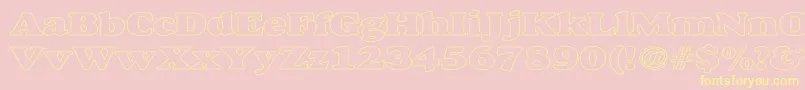 AlexussHeavyHollowWide Font – Yellow Fonts on Pink Background