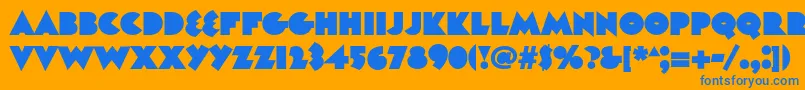 フォントUnovisc – オレンジの背景に青い文字