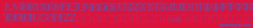 Fonte YeOldShireOutline – fontes azuis em um fundo vermelho