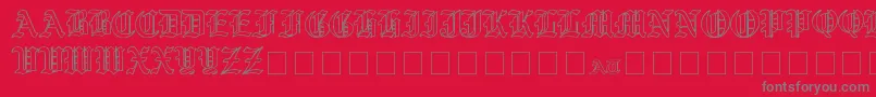 フォントYeOldShireOutline – 赤い背景に灰色の文字