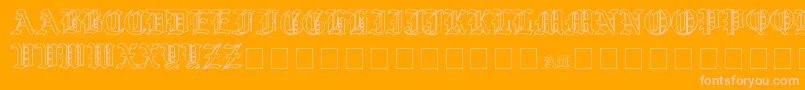 YeOldShireOutline-Schriftart – Rosa Schriften auf orangefarbenem Hintergrund
