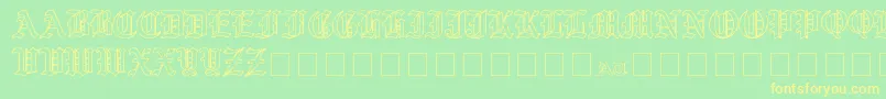 YeOldShireOutline-Schriftart – Gelbe Schriften auf grünem Hintergrund