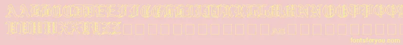 YeOldShireOutline-Schriftart – Gelbe Schriften auf rosa Hintergrund