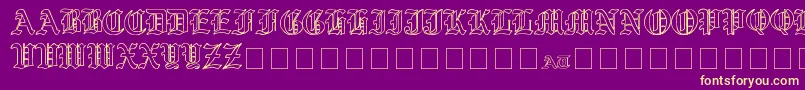 Fonte YeOldShireOutline – fontes amarelas em um fundo roxo