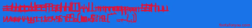 Brui50-Schriftart – Rote Schriften auf blauem Hintergrund