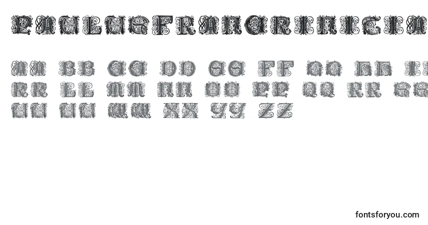 A fonte Paulusfranckinitialen (98211) – alfabeto, números, caracteres especiais