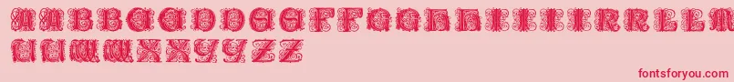Fonte Paulusfranckinitialen – fontes vermelhas em um fundo rosa