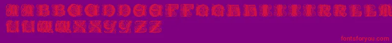 Paulusfranckinitialen-Schriftart – Rote Schriften auf violettem Hintergrund