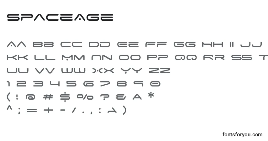 Schriftart SpaceAge (98214) – Alphabet, Zahlen, spezielle Symbole