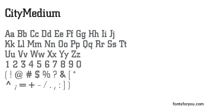 Czcionka CityMedium – alfabet, cyfry, specjalne znaki