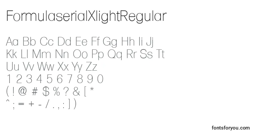 A fonte FormulaserialXlightRegular – alfabeto, números, caracteres especiais