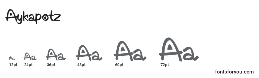 Размеры шрифта Aykapotz