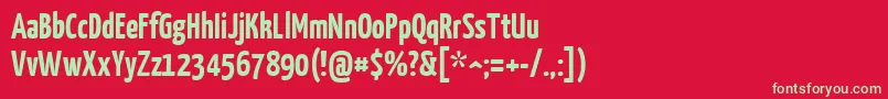 フォントYanonekaffeesatzBold – 赤い背景に緑の文字