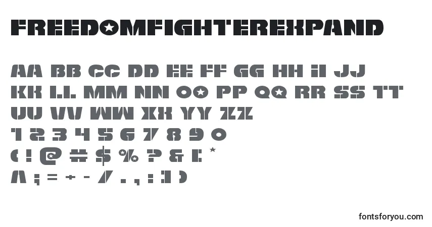 Schriftart Freedomfighterexpand – Alphabet, Zahlen, spezielle Symbole