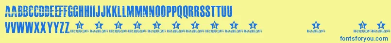 Masterplan Font – Blue Fonts on Yellow Background