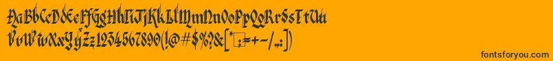 フォントKingthingsItalique – 黒い文字のオレンジの背景