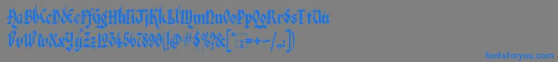 フォントKingthingsItalique – 灰色の背景に青い文字